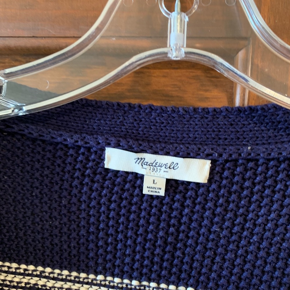 Madewell Navy and White Patterned Cardigan - Picture 3 of 3
